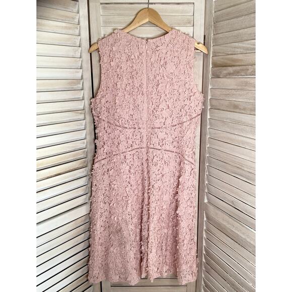 Sportmax Defile Pink 3 D Floral Appliqué Fit and Flare Formal Dress L -XL - Picture 8 of 12